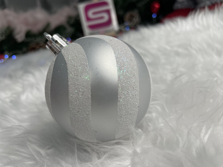 Set globuri de Craciun cu modele de sarbatori, 30 bucati, 6cm, argintiu [14]