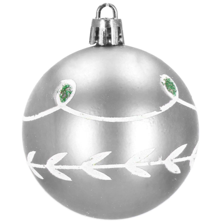 Set globuri de Craciun cu modele de sarbatori, 30 bucati, 6cm, argintiu [7]