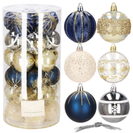 Set globuri de Craciun cu modele de sarbatori, 30 bucati, 6cm, multicolor [1]