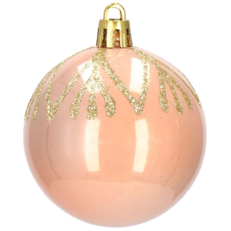 Set globuri de Craciun cu modele de sarbatori, 30 bucati, 6cm, roz si auriu [10]