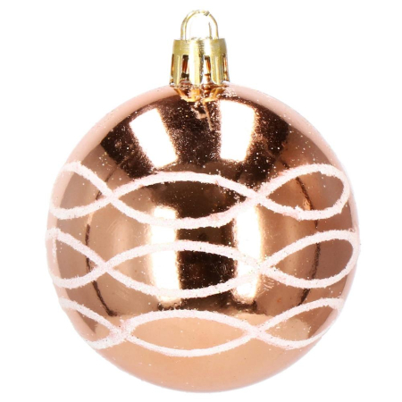 Set globuri de Craciun cu modele de sarbatori, 30 bucati, 6cm, roz si auriu [6]