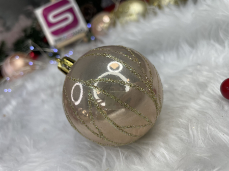 Set globuri de Craciun cu modele de sarbatori, 30 bucati, 6cm, roz si auriu [19]