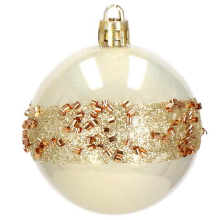 Set globuri de Craciun cu modele de sarbatori, 30 bucati, 6cm, roz si auriu [5]