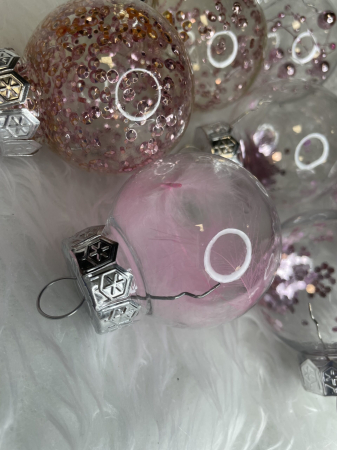 Set globuri de Craciun Inedit, 24 bucati, 5cm, transparente si roz pal [24]