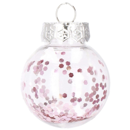 Set globuri de Craciun Inedit, 24 bucati, 5cm, transparente si roz pal [3]
