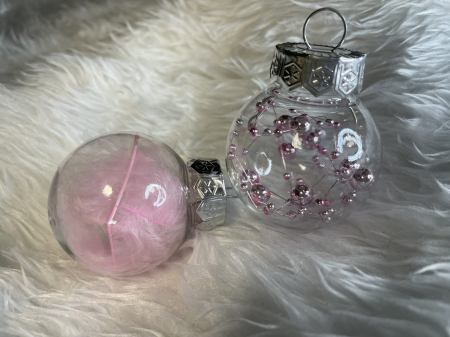 Set globuri de Craciun Inedit, 24 bucati, 5cm, transparente si roz pal [25]