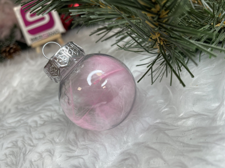 Set globuri de Craciun Inedit, 24 bucati, 5cm, transparente si roz pal [13]
