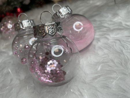 Set globuri de Craciun Inedit, 24 bucati, 5cm, transparente si roz pal [20]