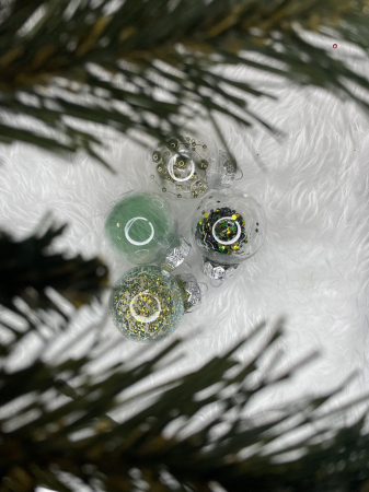 Set globuri de Craciun Inedit, 24 bucati, 5cm, transparente si verde [10]