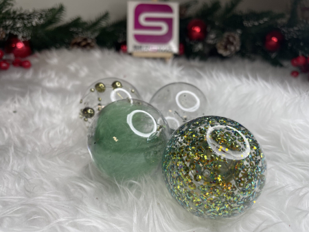 Set globuri de Craciun Inedit, 24 bucati, 5cm, transparente si verde [11]