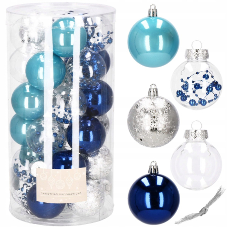 Set globuri de Craciun Inedit, 30 bucati, 6cm, transparente si albastru [4]