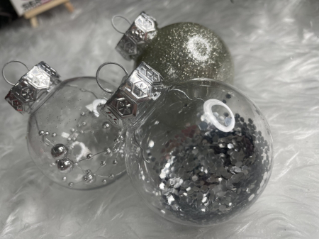 Set globuri de Craciun Inedit, 30 bucati, 6cm, transparente si argintiu [20]