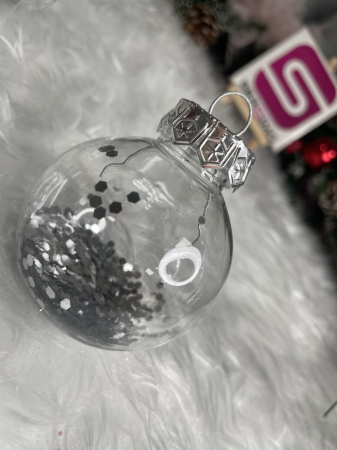 Set globuri de Craciun Inedit, 30 bucati, 6cm, transparente si argintiu [15]