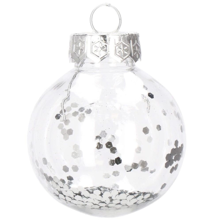 Set globuri de Craciun Inedit, 30 bucati, 6cm, transparente si argintiu [8]