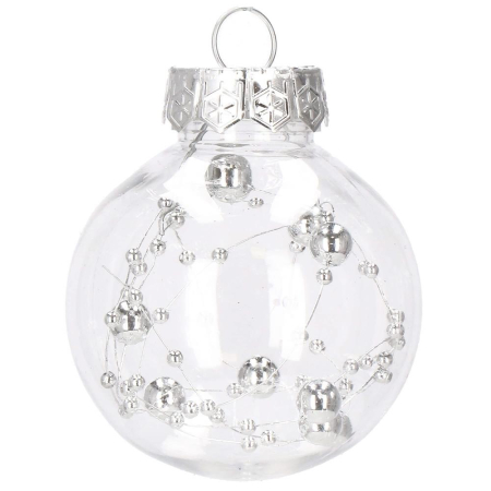 Set globuri de Craciun Inedit, 30 bucati, 6cm, transparente si argintiu [5]