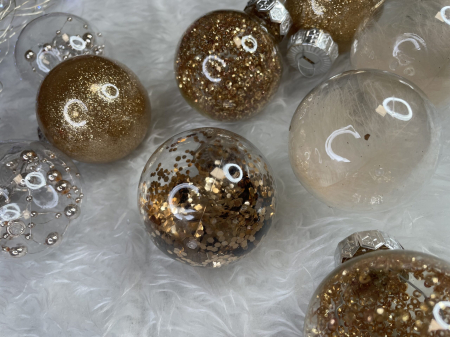 Set globuri de Craciun Inedit, 30 bucati, 6cm, transparente si auriu [12]