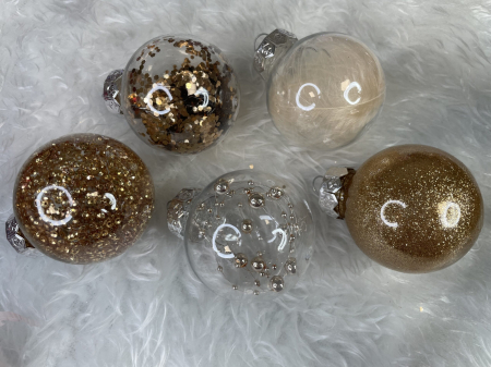 Set globuri de Craciun Inedit, 30 bucati, 6cm, transparente si auriu [20]