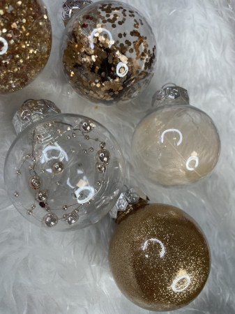 Set globuri de Craciun Inedit, 30 bucati, 6cm, transparente si auriu [24]