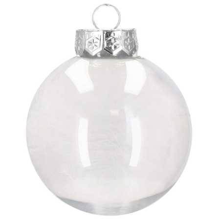 Set globuri de Craciun Inedit, 30 bucati, 7cm, transparente si alb [5]