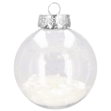 Set globuri de Craciun Inedit, 30 bucati, 7cm, transparente si alb [3]