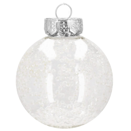 Set globuri de Craciun Inedit, 30 bucati, 7cm, transparente si alb [4]