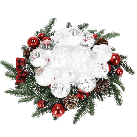 Set globuri de Craciun Inedit, 30 bucati, 7cm, transparente si alb [13]