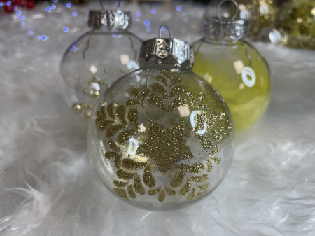 Set globuri de Craciun Inedit, 30 bucati, 7cm, transparente si auriu [21]