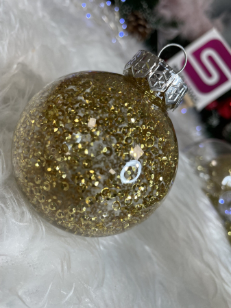 Set globuri de Craciun Inedit, 30 bucati, 7cm, transparente si auriu [15]