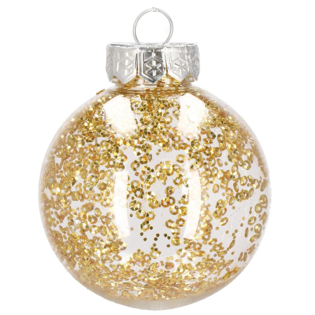 Set globuri de Craciun Inedit, 30 bucati, 7cm, transparente si auriu [3]