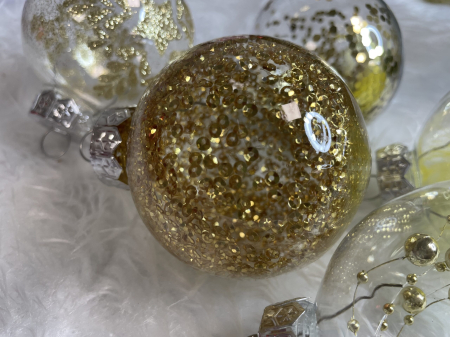 Set globuri de Craciun Inedit, 30 bucati, 7cm, transparente si auriu [19]