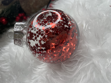 Set globuri de Craciun Inedit, 30 bucati, 7cm, transparente si rosu [17]