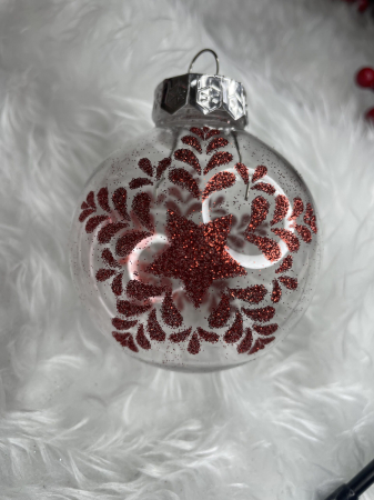 Set globuri de Craciun Inedit, 30 bucati, 7cm, transparente si rosu [20]