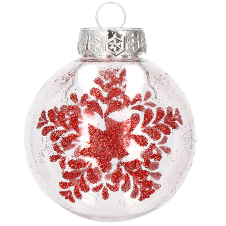 Set globuri de Craciun Inedit, 30 bucati, 7cm, transparente si rosu [5]