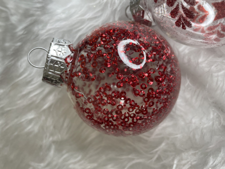 Set globuri de Craciun Inedit, 30 bucati, 7cm, transparente si rosu [15]
