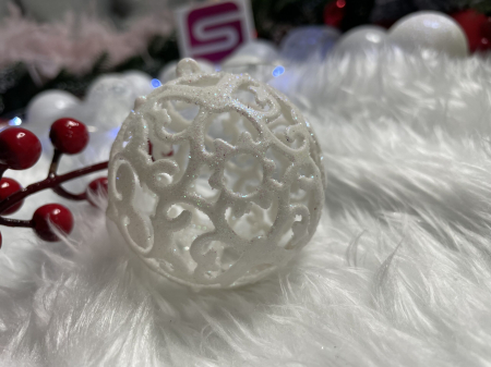 Set globuri si decoratiuni de Craciun, 100 piese, diverse dimensiuni cu stea, alb [13]