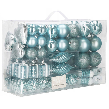 Disponibil livrare locker S - Set globuri si decoratiuni de Craciun, 72 piese, diverse dimensiuni, albastru