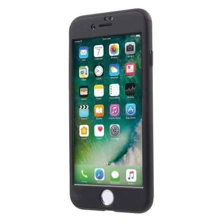 Set Husa si Folie de Protectie, , Compatibila cu Apple iPhone X, Full Cover 360°, Plastic + Sticla, Negru [1]