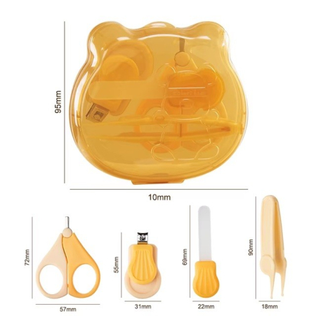 Set Ingrijire Unghii pentru Bebelusi, , Cutie de Depozitare in Forma de Ursulet, 10 x 9.5 cm, Galben [3]