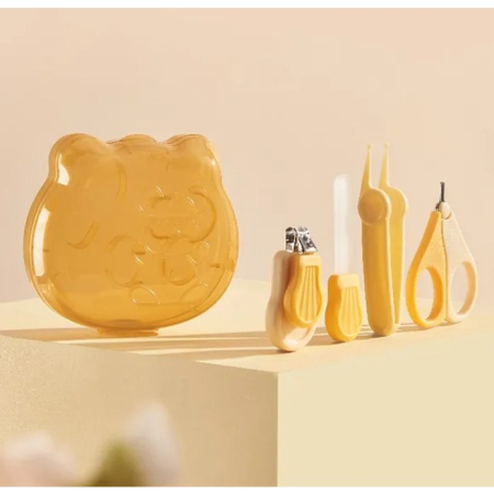 Set Ingrijire Unghii pentru Bebelusi, , Cutie de Depozitare in Forma de Ursulet, 10 x 9.5 cm, Galben [4]