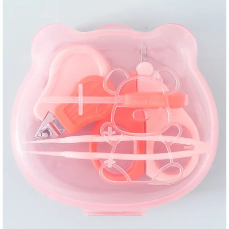 Set Ingrijire Unghii pentru Bebelusi, , Cutie de Depozitare in Forma de Ursulet, 10 x 9.5 cm, Roz [5]