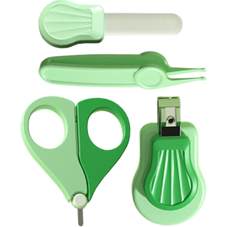 Set Ingrijire Unghii pentru Bebelusi, , Cutie de Depozitare in Forma de Ursulet, 10 x 9.5 cm, Verde [2]