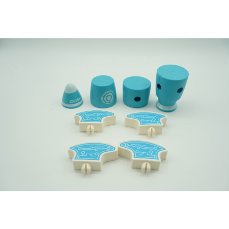 Set inteligent de blocuri magnetice pentru copii, 8 piese, cutie depozitare, racheta, albastru [6]