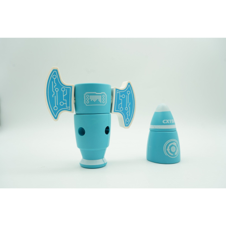 Set inteligent de blocuri magnetice pentru copii, 8 piese, cutie depozitare, racheta, albastru [9]