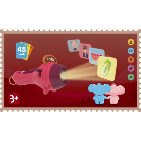 Set Jucarie Educativa, , Proiector Tip Lanterna Pentru Copii, 6 Teme, 48 de Imagini, Cutie Depozitare, +3 ani, Rosu [2]