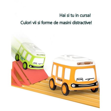 Set jucarie pentru copii, , masina-ceas verde si portocalie [1]