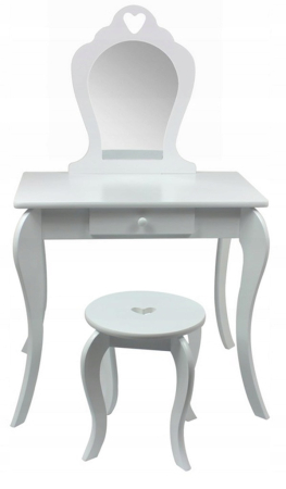 Set Masa de toaleta pentru copii Elza, alba, cu oglinda si taburet, 71x50x108 cm [3]
