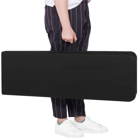 Set masa pliabila cu 2 banci, 180 cm, negru, HDPE si cadru metalic anticoroziv [14]