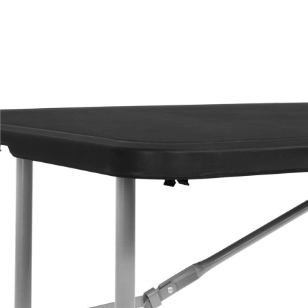 Set masa pliabila cu 2 banci, 180 cm, negru, HDPE si cadru metalic anticoroziv [12]