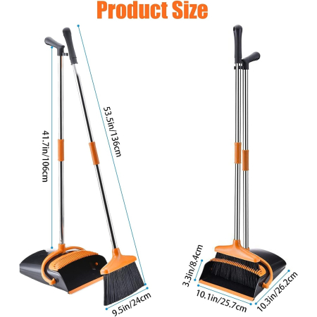 Set matura si faras cu coada, , Pentru uz casnic, Plastic/Otel, Portocaliu/Negru, Depozitare verticala, 26x25.5x83 cm [4]