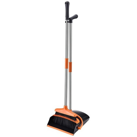 ✨TOATE PRODUSELE✨ - Set matura si faras cu coada, , Pentru uz casnic, Plastic/Otel, Portocaliu/Negru, Depozitare verticala, 26x25.5x83 cm